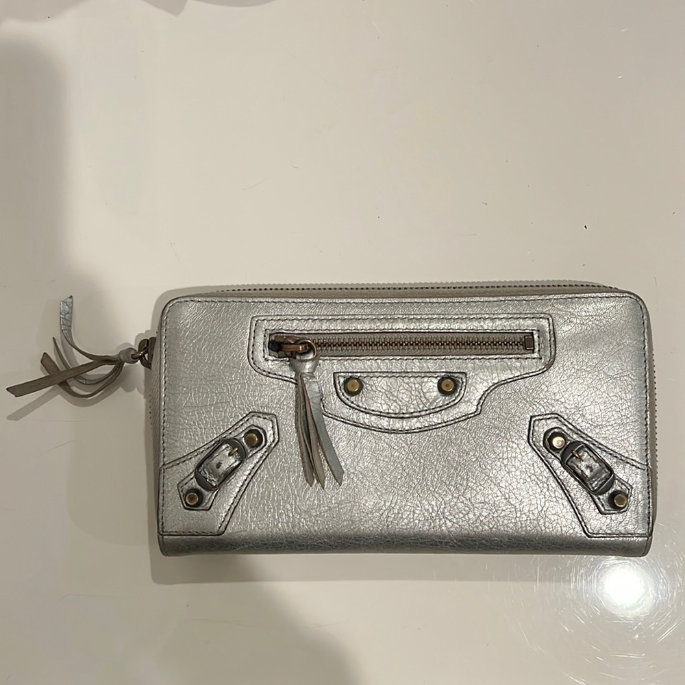 Silver Balenciaga Wallet